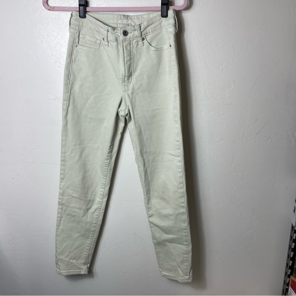 WOMEN'S OLD NAVY MINT GREEN HIGH WAISTED O.G. STRAIGHT MINERAL-DYE JEANS 0